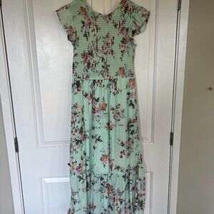 EUC August Sky Mint Green Floral Midi Dress  M